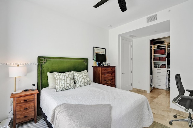 718 Valencia Ave Unit 204, Coral Gables, FL 33134 - bedroom featuring a spacious closet, a closet, and ceiling fan