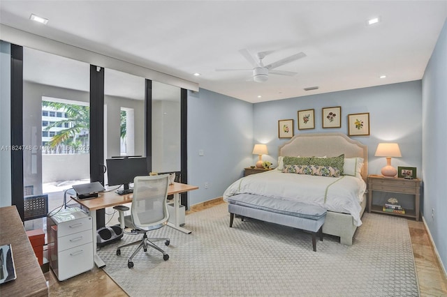 718 Valencia Ave Unit 204, Coral Gables, FL 33134 - bedroom featuring a desk and a ceiling fan