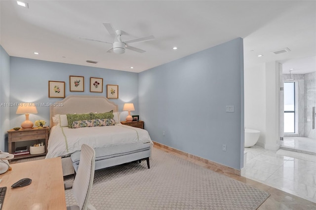 718 Valencia Ave Unit 204, Coral Gables, FL 33134 - bedroom featuring ceiling fan and recessed lighting