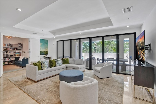718 Valencia Ave Unit 204, Coral Gables, FL 33134 - living room with a raised ceiling, plenty of natural light, and recessed lighting