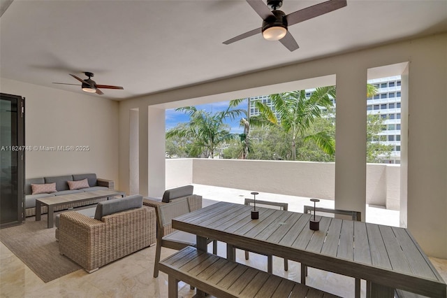 718 Valencia Ave Unit 204, Coral Gables, FL 33134 - view of patio featuring ceiling fan, outdoor dining space, and an outdoor living space
