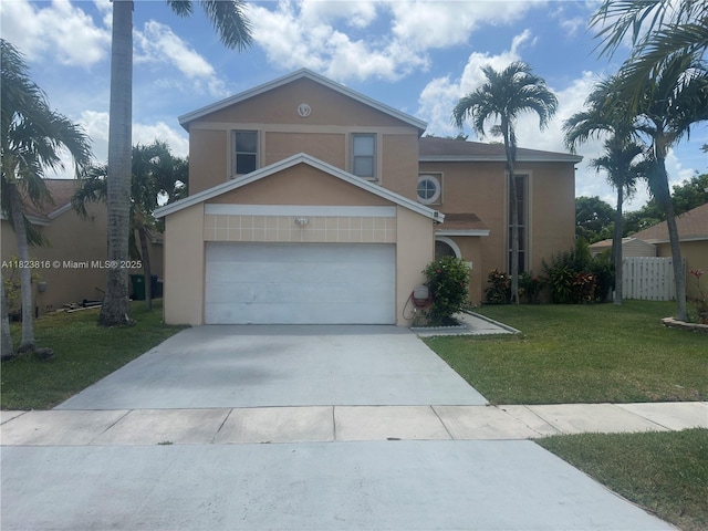 2660 Huron Way, Miramar, FL 33025 - traditional home with stucco siding, a front lawn, concrete driveway, and an attached garage