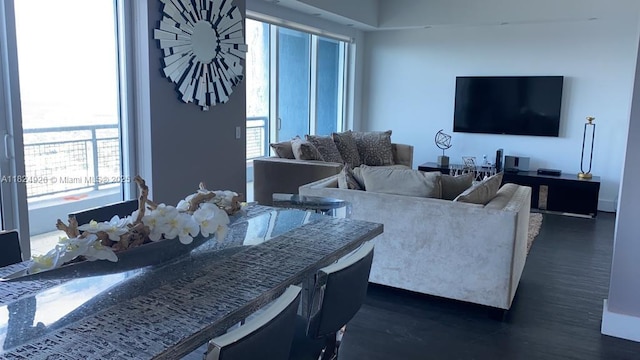 60 SW 13th St Unit 4607, Miami, FL 33130 - living area with dark wood-style floors