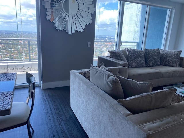 60 SW 13th St Unit 4607, Miami, FL 33130 - living room with plenty of natural light, dark wood-style flooring, and a view of city