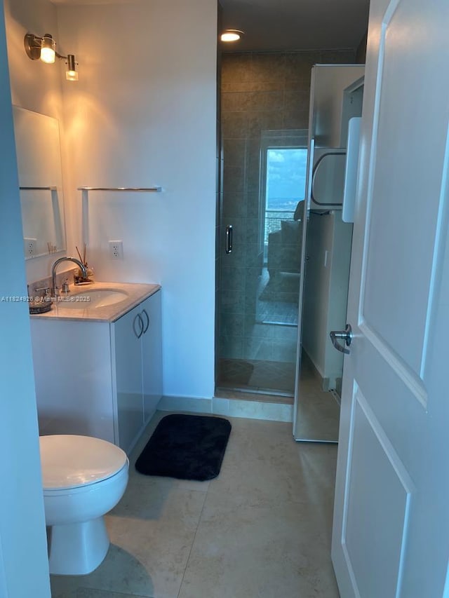 60 SW 13th St Unit 4607, Miami, FL 33130 - full bathroom featuring vanity, a shower stall, and tile patterned floors