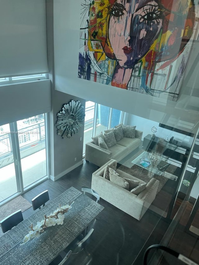 60 SW 13th St Unit 4607, Miami, FL 33130 - living area with baseboards and wood finished floors