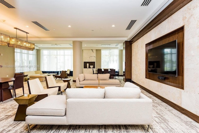 801 Brickell Key Blvd Unit 807, Miami, FL 33131 - living area with healthy amount of natural light and decorative columns