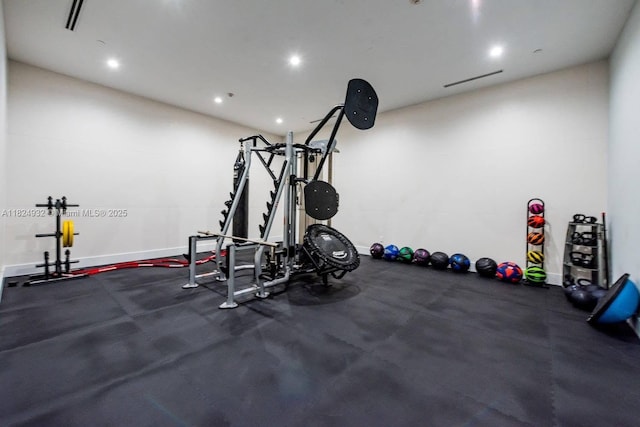 801 Brickell Key Blvd Unit 807, Miami, FL 33131 - exercise area featuring recessed lighting and baseboards