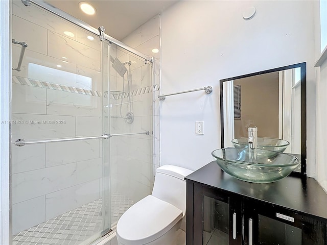 6464 Mcclellan St, Hollywood, FL 33024 - bathroom featuring a stall shower, vanity, and recessed lighting