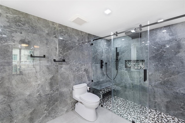 9455 Collins Ave Unit 809, Surfside, FL 33154 - bathroom with a marble finish shower and tile walls