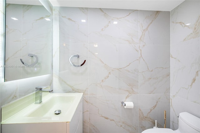 9455 Collins Ave Unit 809, Surfside, FL 33154 - half bath featuring tile walls and vanity