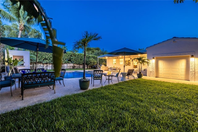 433 NE 91st St, Miami Shores, FL 33138 - view of swimming pool featuring a fenced backyard, a patio, and an outdoor hangout area