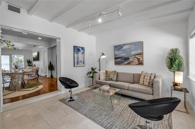 433 NE 91st St, Miami Shores, FL 33138 - living area with baseboards and ornamental molding