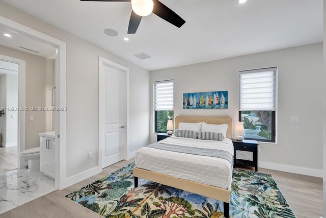 1101 NE 16th Ter Unit 1, Fort Lauderdale, FL 33304 - bedroom featuring recessed lighting and a ceiling fan