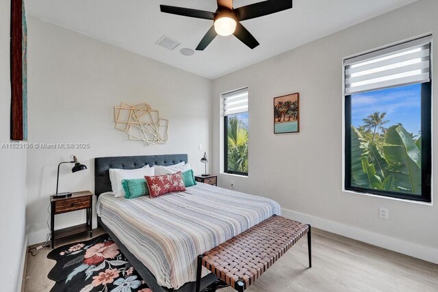 1101 NE 16th Ter Unit 1, Fort Lauderdale, FL 33304 - bedroom with light wood-type flooring and a ceiling fan