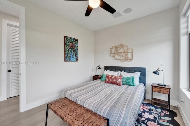 1101 NE 16th Ter Unit 1, Fort Lauderdale, FL 33304 - bedroom with wood finished floors and ceiling fan