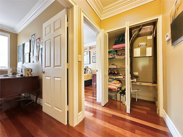 11360 NW 48th Ter, Doral, FL 33178 - hall with dark wood-style floors and ornamental molding