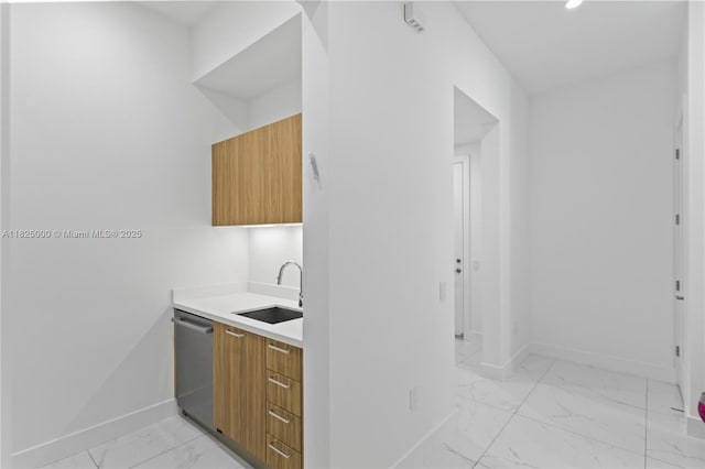 5840 E Brookfield Cir E, Hollywood, FL 33312 - bar area with light marble finish flooring, stainless steel dishwasher, and recessed lighting