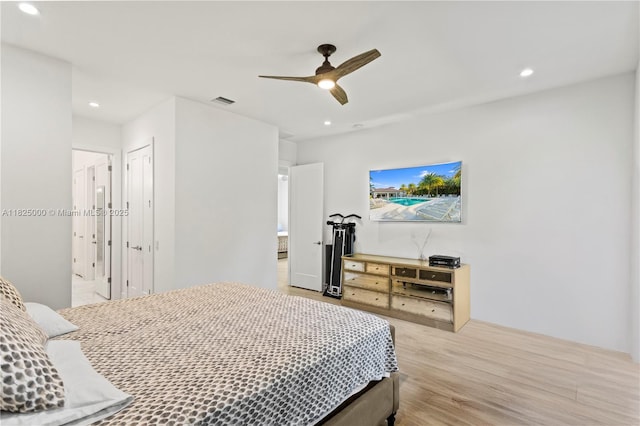 5840 E Brookfield Cir E, Hollywood, FL 33312 - bedroom featuring wood finished floors, recessed lighting, and ceiling fan