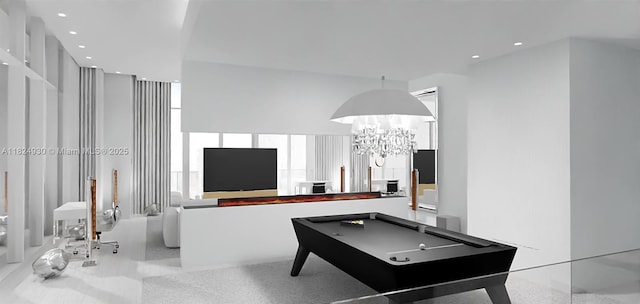 700 NE 26th Ter Unit Ph-02, Miami, FL 33137 - game room featuring a chandelier, pool table, and recessed lighting