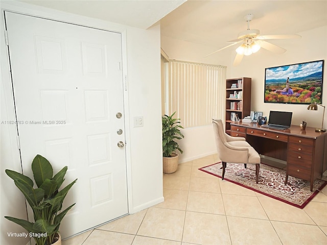 901 SW 141st Ave Unit 303M, Pembroke Pines, FL 33027 - office area featuring a ceiling fan and light tile patterned floors
