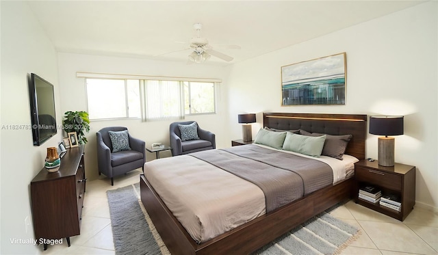 901 SW 141st Ave Unit 303M, Pembroke Pines, FL 33027 - bedroom featuring light tile patterned floors and a ceiling fan
