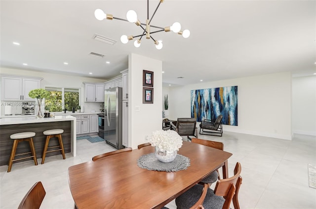 17460 SW 85th Ave, Palmetto Bay, FL 33157 - dining area with a chandelier and recessed lighting