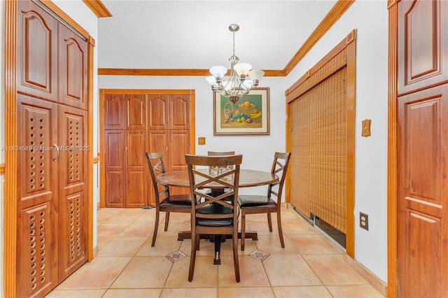 12350 NW 7th Trl, Miami, FL 33182 - dining room featuring a chandelier, ornamental molding, and light tile patterned flooring
