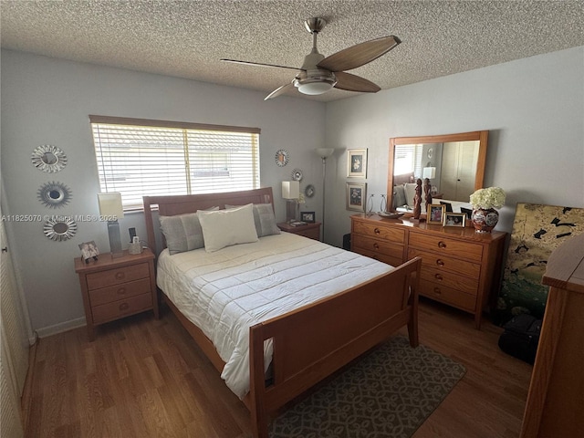 950 SW 104th Ct Unit C-201, Miami, FL 33174 - bedroom featuring wood finished floors, a textured ceiling, and ceiling fan