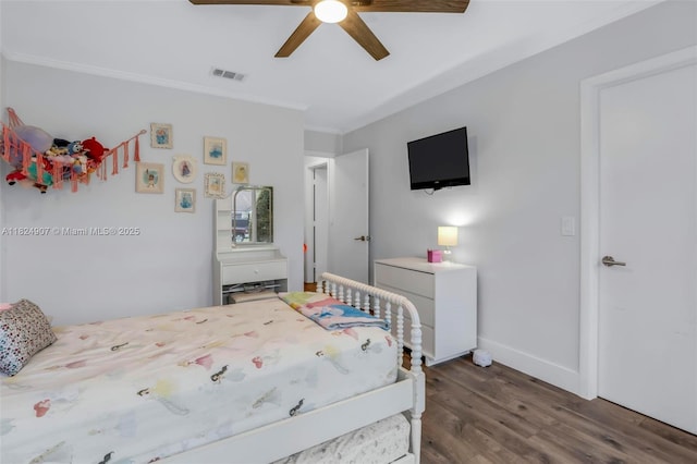 15904 W Wind Cir, Sunrise, FL 33326 - bedroom featuring crown molding, wood finished floors, and ceiling fan