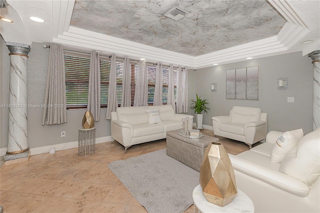 11700 Sheridan St, Pembroke Pines, FL 33026 - living area featuring a raised ceiling and recessed lighting