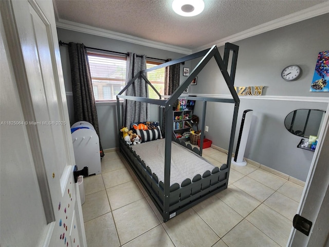 5328 W 26th Ave Unit 112, Hialeah, FL 33016 - tiled bedroom with crown molding and a textured ceiling