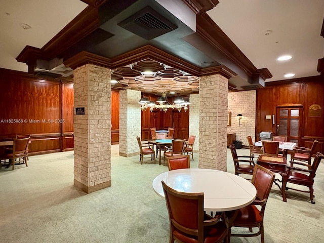 6039 Collins Ave Unit 923, Miami Beach, FL 33140 - common area with wooden walls, ornamental molding, and brick wall