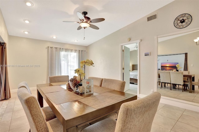 453 Lakewood Cir Unit A, Margate, FL 33063 - dining room featuring light tile patterned floors, a ceiling fan, and recessed lighting