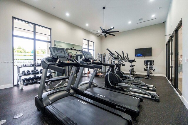 25564 SW 108th Ave, Homestead, FL 33032 - workout area featuring recessed lighting and baseboards