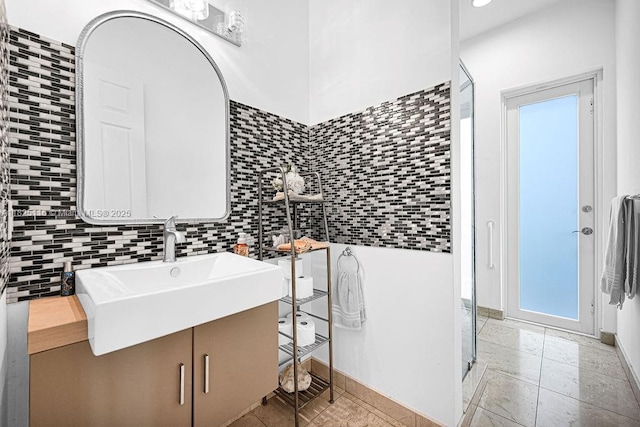 3521 Forest View Cir, Dania Beach, FL 33312 - full bath with vanity, tile walls, tasteful backsplash, and recessed lighting
