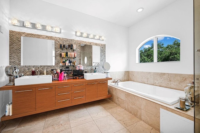 3521 Forest View Cir, Dania Beach, FL 33312 - full bath with a bath, double vanity, and recessed lighting