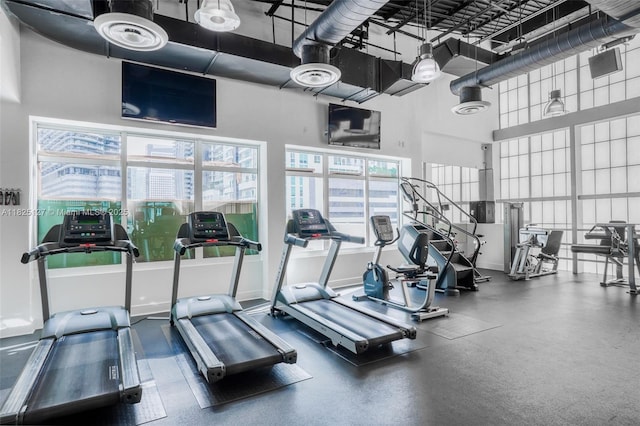 1250 S Miami Ave Unit 3003, Miami, FL 33130 - exercise room featuring a towering ceiling