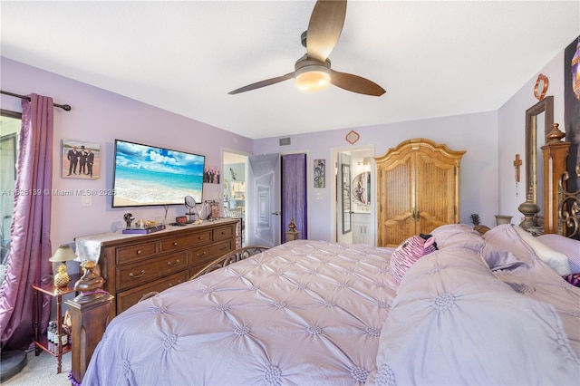 5725 Pelican Pointe, Sebastian, FL 32958 - bedroom with ensuite bath and a ceiling fan