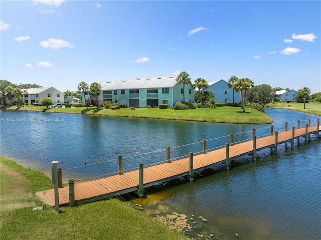 5725 Pelican Pointe, Sebastian, FL 32958 - dock area with a yard, a residential view, and a water view