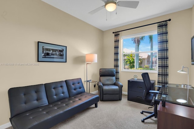 819 SW Bromelia Ter, Stuart, FL 34997 - office area with carpet and ceiling fan