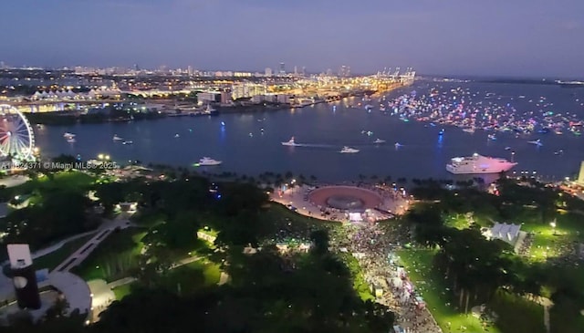 50 Biscayne Blvd Unit 3006, Miami, FL 33132 - aerial view at twilight of a water view and a view of city lights