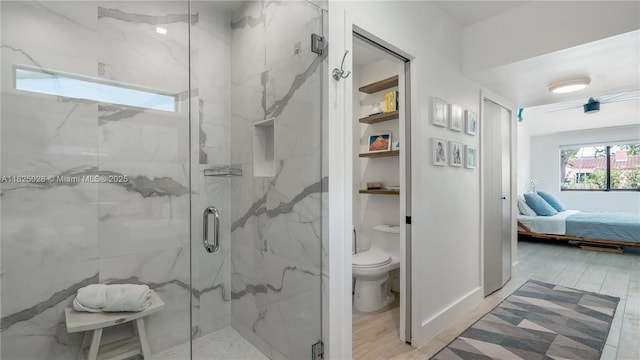 3020 SW 2nd Ave, Miami, FL 33129 - full bath with a marble finish shower, connected bathroom, and wood finished floors