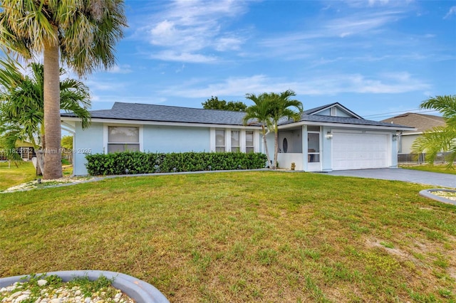 509 SW Hamburg Ter, Port St Lucie, FL 34984 - ranch-style home with stucco siding, driveway, a garage, and a front lawn