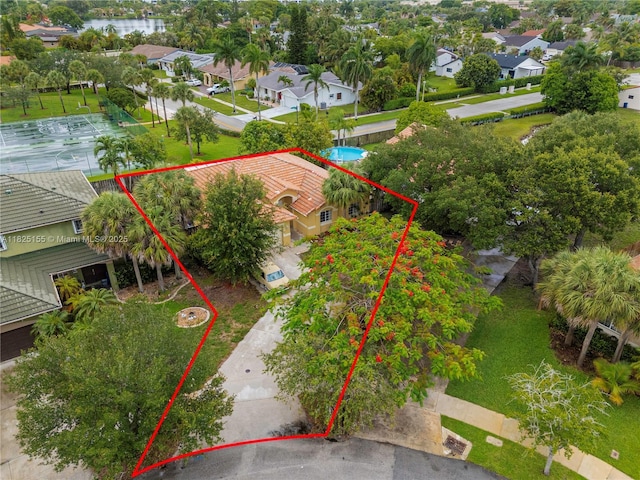 16859 Crestview Ln, Weston, FL 33326 - aerial perspective of suburban area with property boundaries highlighted