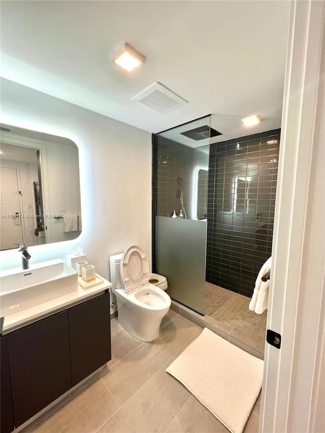 227 NE 2nd St Unit 2713, Miami, FL 33132 - full bathroom with vanity, walk in shower, and tile patterned floors