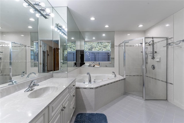 1460 NW 99th Ave, Plantation, FL 33322 - full bath with vanity, tile patterned flooring, a bath, a shower stall, and recessed lighting