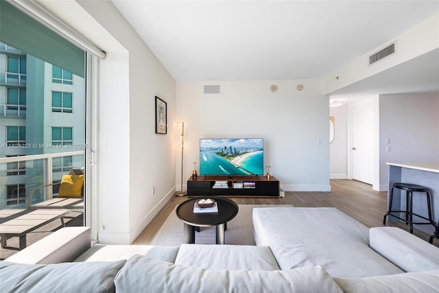 1900 N Bayshore Dr Unit 4111, Miami, FL 33132 - living room featuring wood finished floors and baseboards