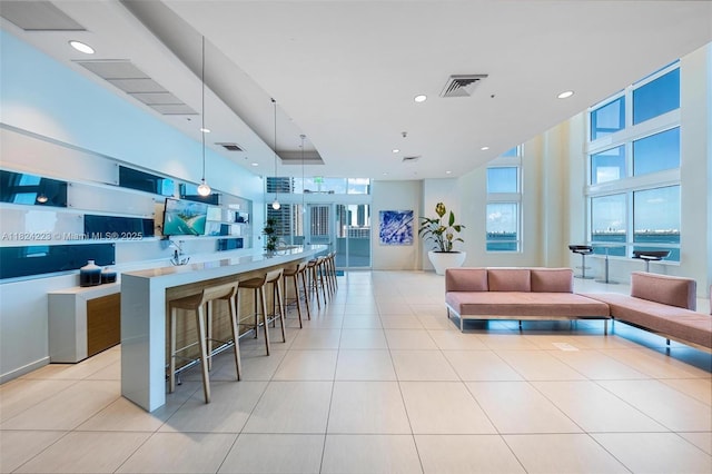 1900 N Bayshore Dr Unit 4111, Miami, FL 33132 - living area with recessed lighting and light tile patterned floors