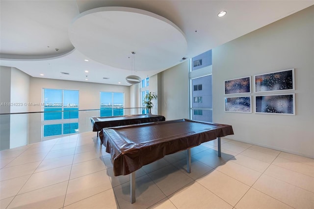 1900 N Bayshore Dr Unit 4111, Miami, FL 33132 - game room featuring tile patterned flooring, billiards, and recessed lighting